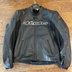 Alpinestars leather motorcycle jacket sz 44
