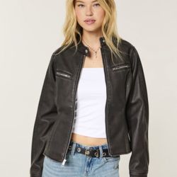 Faux Leather Moto Jacket 