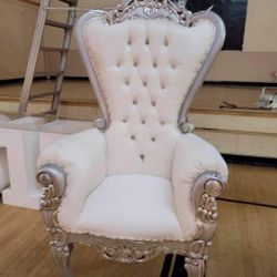Royal Throne Chairs  White And Silver 