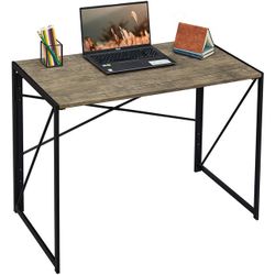 Folding Computer Desk – Small Space Home Office Desk in Light Brown