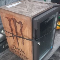 WOODEN MONSTER ENERGY DRINK JAVA MINI FRIDGE COOLER REFRIGERATOR