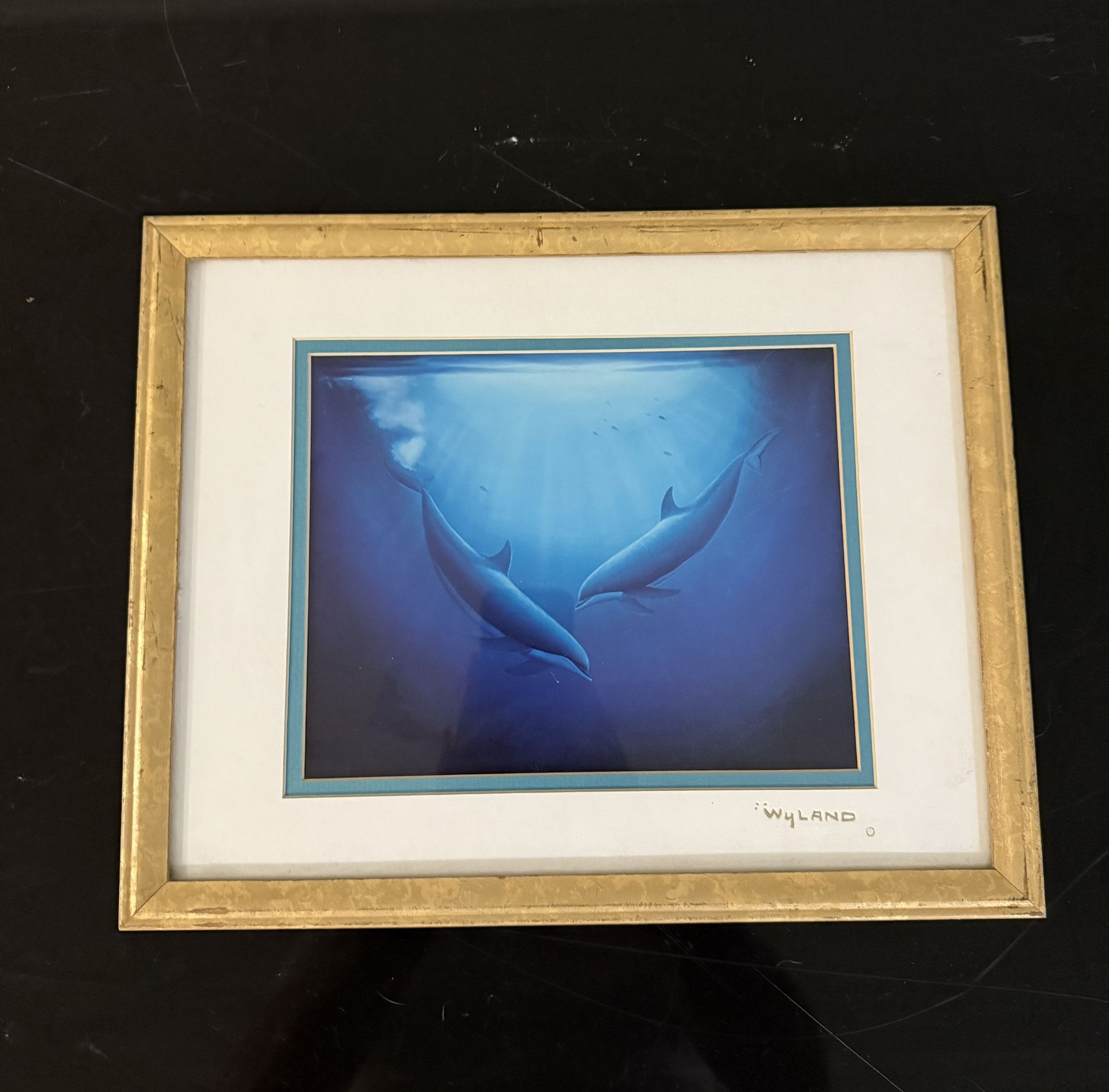 Wyland "Minds in the Water" Double Matted Gold Print Dolphin