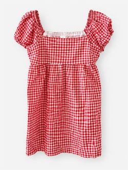 Red gingham puff-sleeve mini dress - Abound, size M