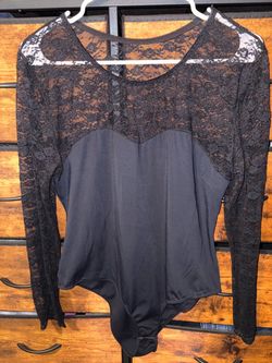 Black Lace Long Sleeve Bodysuit