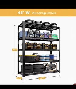 48"W Metal Wire Garage Shelving Load 2500 LBS