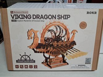 ROKR Viking Dragon Ship Mechanical Wood Model Kit MISB