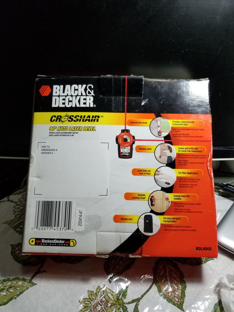Black & Decker Crosshair 90 Auto Laser Level BDL400S Box is damaged. Non  available. for Sale in Somers Point, NJ - OfferUp