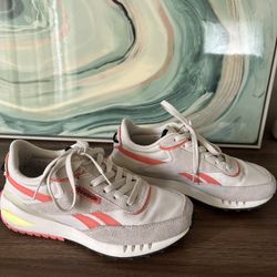 Pink and White Reeboks Women
