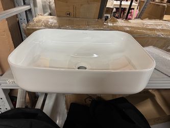19.75” x 15.5” White Porcelain Rectangular Vessel Sink 4” Deep $30