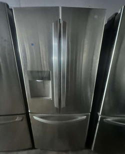 French Door Refrigerator – Stainless, External Ice & Water [Brand not shown]