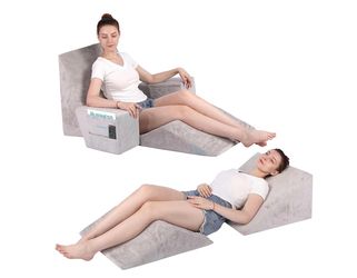 Lisenwood Foam Bed Wedge Pillow Set - Reading Pillow & Back Support Wedge Pillow for Sleeping - 4 Separated Sit Up Pillows - Angled Bed Pillow, Triang