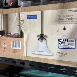 (2) bliss collection mini pendant with clear fluted optic glass