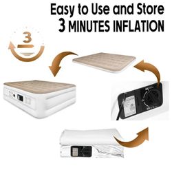 CALEN Queen Air Mattress with Electric Built in Pump, Luxury Double High Inflatable Mattress for Camping, Home&Guests, 18" Blow up Airbed- Fast Inflat
