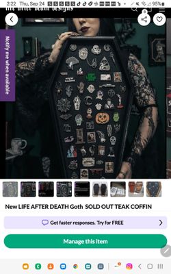 New LIFE AFTER DEATH Goth SOLD OUT TEAK COFFIN