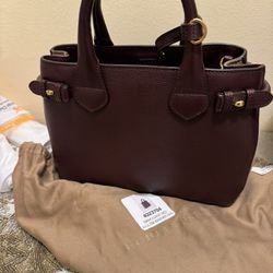 Burberry Mahogany Sm Banner Leather Bag 