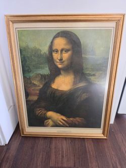 Vintage Framed Mona Lisa La Gioconda Print Leonardo da Vinci Gold Wood Frame 20x25