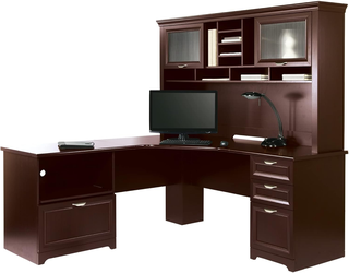 Realspace® Magellan Performance 71"W L-Shaped Corner Desk with Hutch, Cherry
