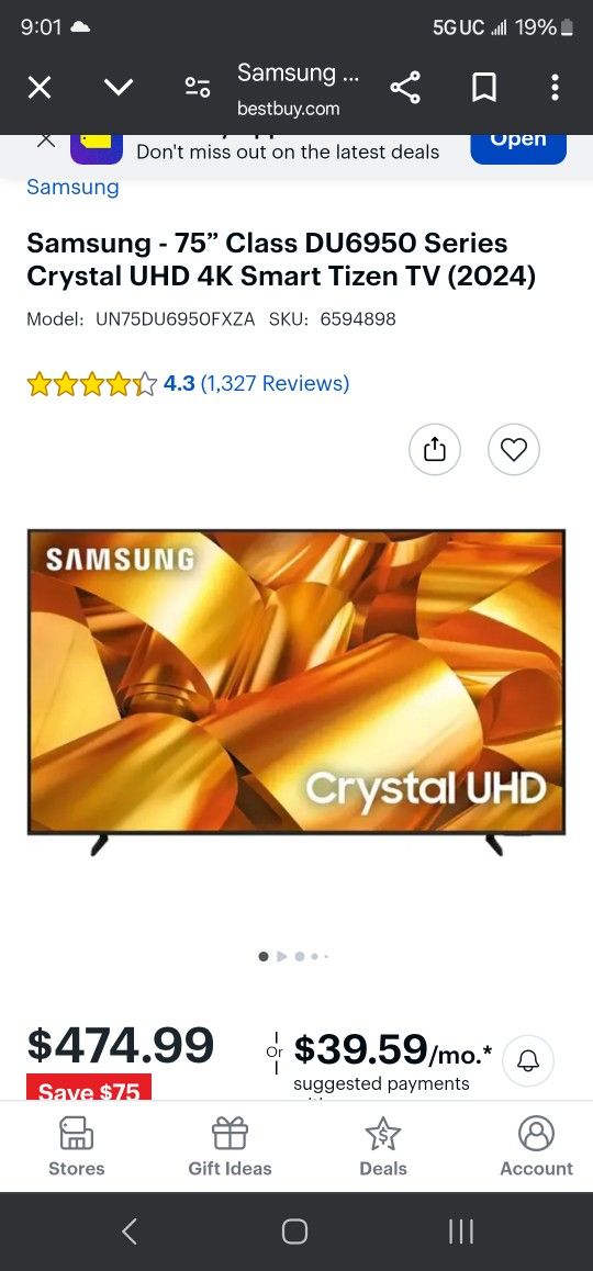 Samsung 75 Inch TV Broken Screen