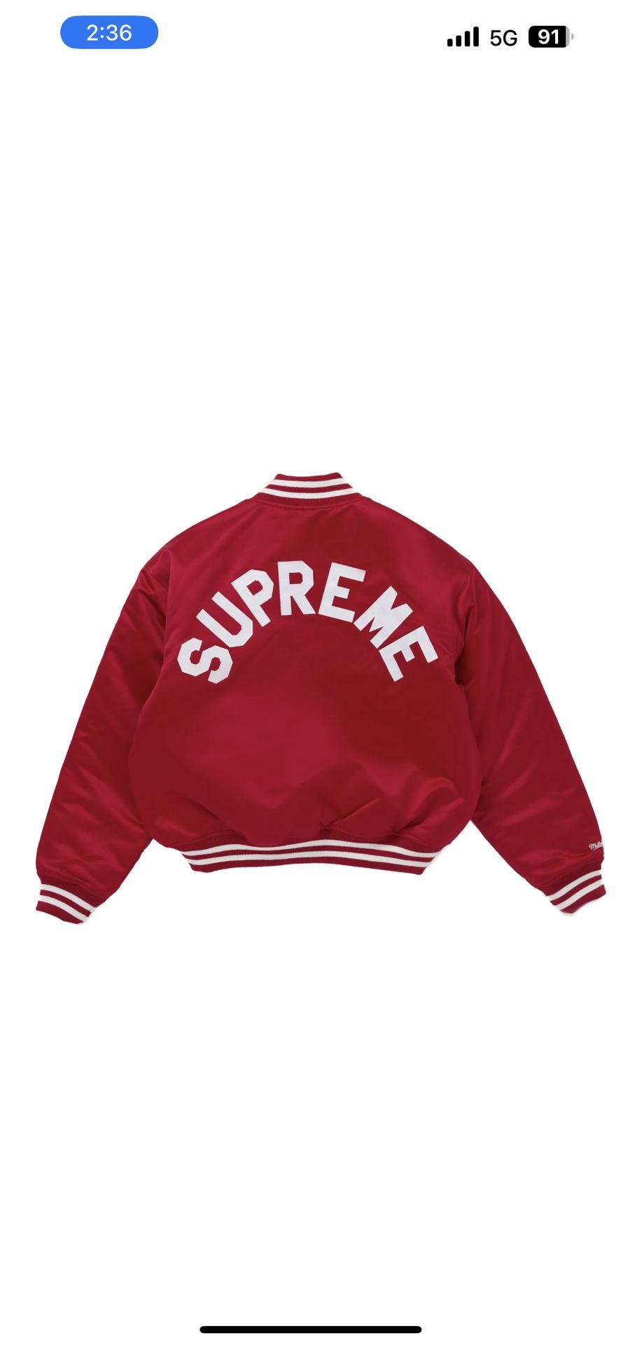 SUPREME MITCHELL & NESS SATIN VARSITY JACKET