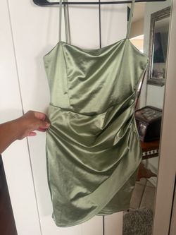 Sage Green Satin Mini Dress