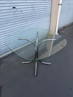 Space Age Glass and Chrome Dining Table Art Deco MCM