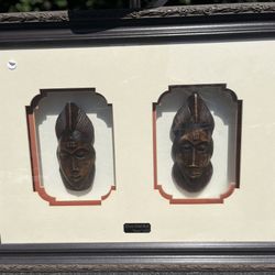 Large African Mask Shadow Box