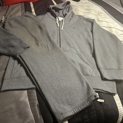 Polo Ralph Lauren Gray Full Zip Up Hoodie and Sweatpants Set Size (2XL)