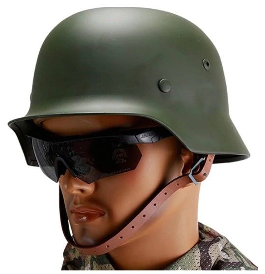 Green WW2 German Elite Wh Army M35 M1935 Steel Helmet Stahlhelm
