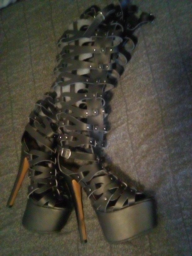 Bebe Black Pleather Platforms