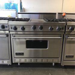 Viking Gas Range Stove 36”Wide With Griddle In Stainless Steel 