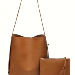 Cute And Elegant Brown Shoulder bag with matching purse. (Imitation Leather).