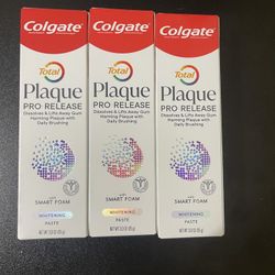 3pack Colgate Total Plaque Pro Release Whitening Toothpaste, 3.0 oz
