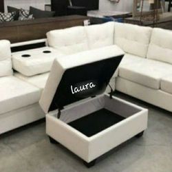 
.ASK DISCOUNT COUPOn. sofa loveseat living room set sleeper couch recliner 🪐 Heights White Faux Leather Reversible Sectional With Storage Ottoman 