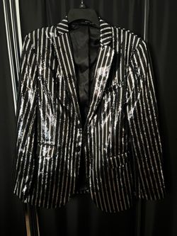 Zara Silver and Black Sequin Men’s Blazer