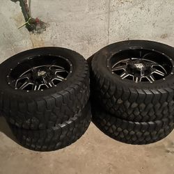 BLACK With Silver Trim Wide Truck Wheels And Rims