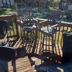 Four Tall Heavy Metal  Chairs 