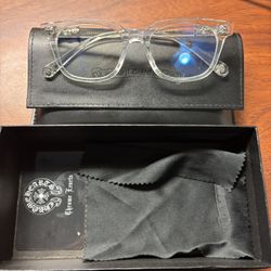 Clear/ Silver Chrome Heart Glasses 