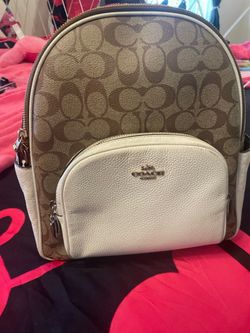 Coach Signature Backpack Tan and Cream