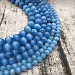 Blue Cat Eye Stones 8mm Loose Beads (1 Strand 15”-16”)