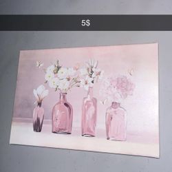 pink flower wall picture 