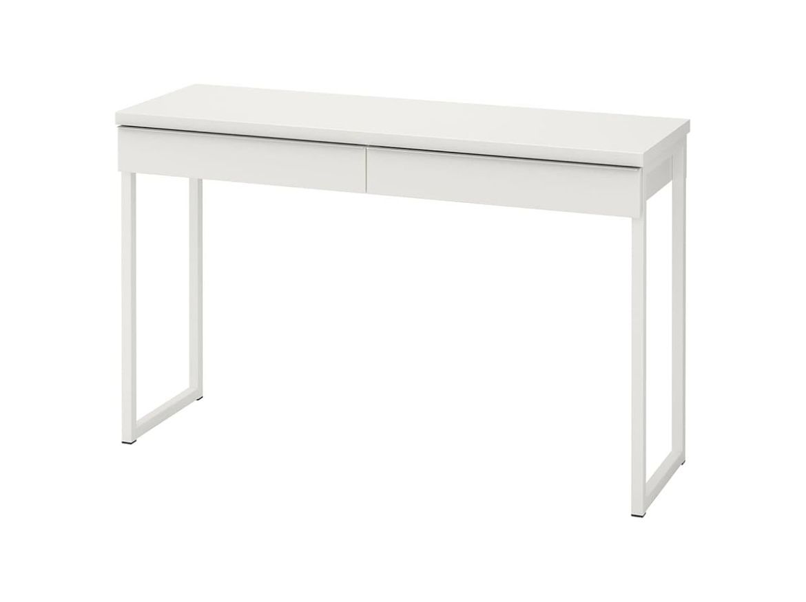 Slim White Desk With Drawers