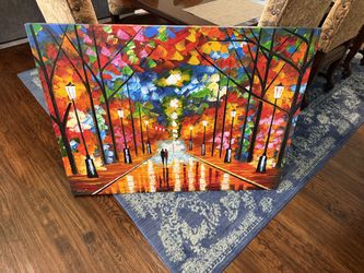 Large 48"x36" Afremov Studio Canvas Painting — Palette Knife, Ready to Hang