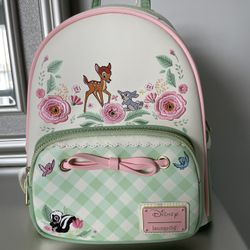 Loungefly Disney Bambi Spring Time Mini Back Pack with Matching Tri-Fold Wallet