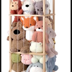 NEW Stuffed Animal Storage Organizer - Thick Wooden Toy Zoo for Playroom & Bedroom, Large Plushies Holder