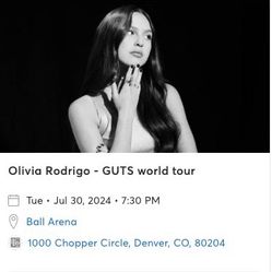 Olivia Rodrigo GUTS World tour July 30th @ Ball Arena Denver
