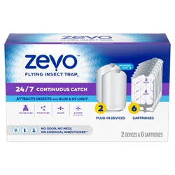 New Zevo Flying Insect Trap Starter Kit, 2 Devices + 6 Refills. Sells at costco for $48 plus tax.