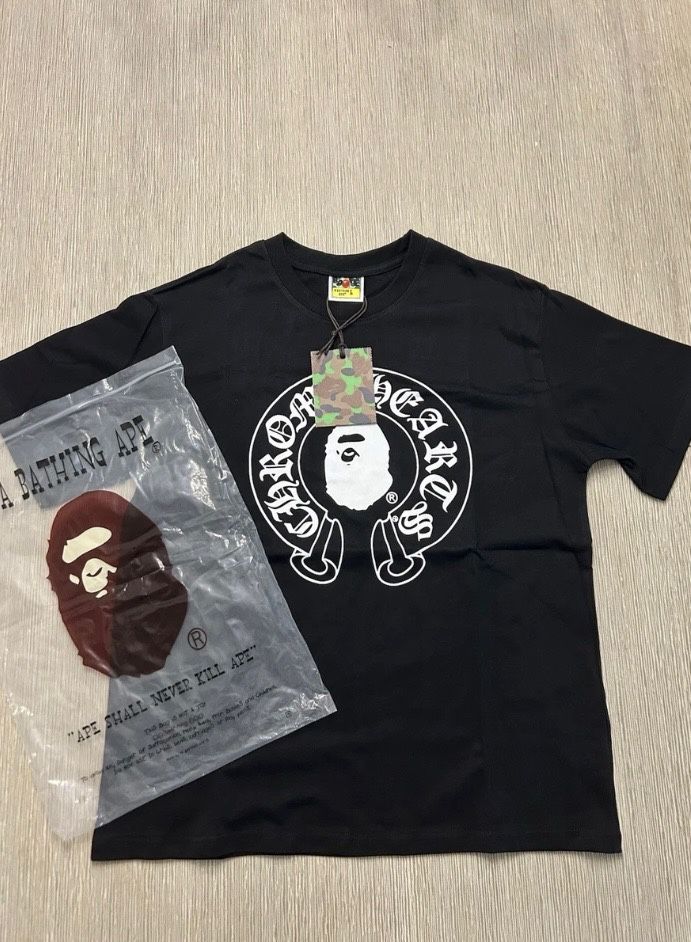 A Bathing Ape Bape x Chrome Hearts Shirt Mens Medium Black Graphic Crew Neck