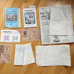 Lot of Sewing Machine Dog Applique Blanket and Bunny Rabbit Softie Patterns