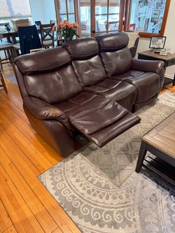 Brown Leather Power Reclining Sofa