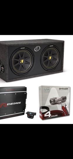 Brand new bass package deal WITH INSTALLATION. 2 kickers 12” with box and 1000 watt amplifier